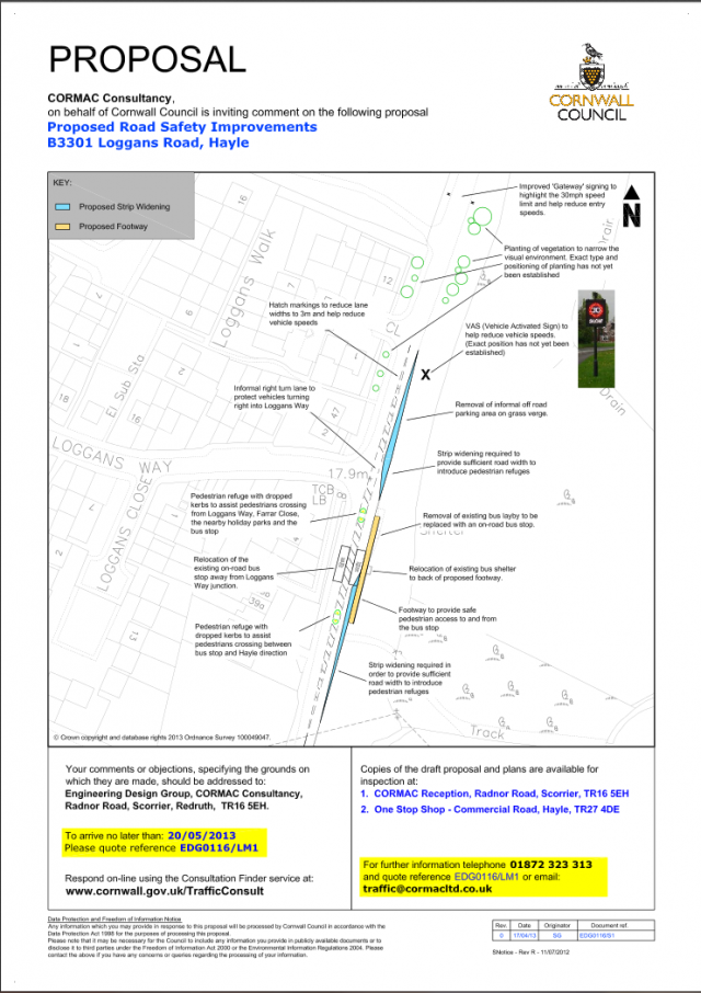 B3301 Hayle, Loggans Road - Proposed Road Safety Improvements | Image